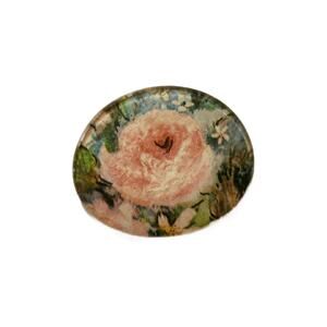 Vintage Reverse Painted Rose Lucite Brooch, 2" wide